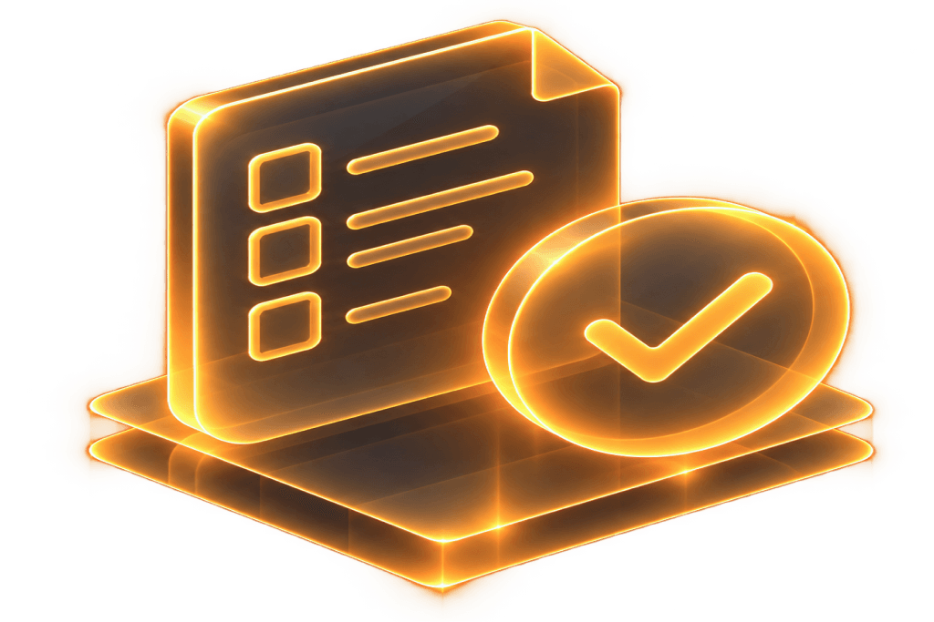 Glowing checklist and checkmark