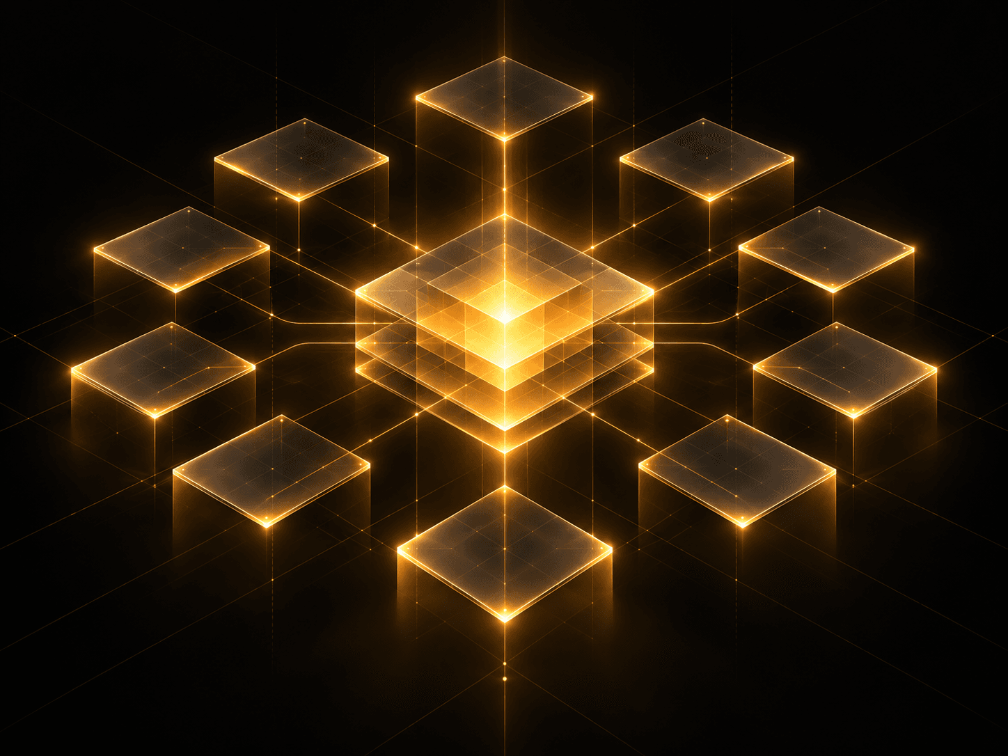 Connected industry nodes around a glowing core
