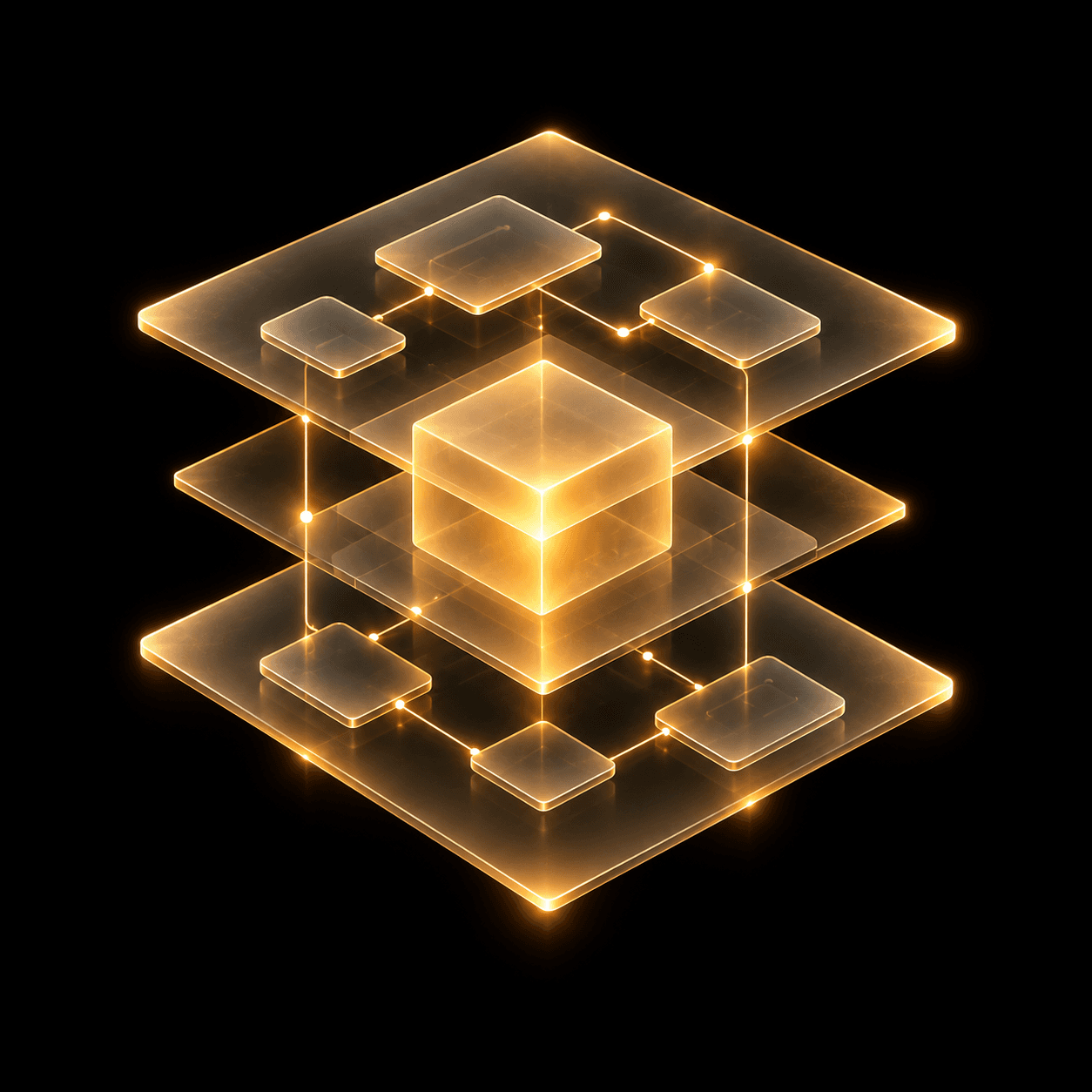 Glowing geometric core representing process reengineering